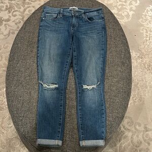 PAIGE Blue Distressed Ankle Jeans